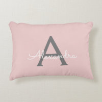 Blush Pink Grau Modernes Script Girly Monogram Nam