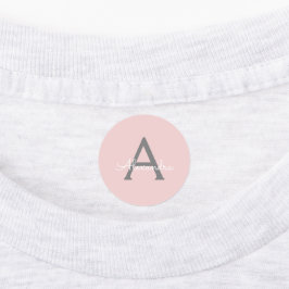 Blush Pink Grau Modernes Script Girly Monogram Nam Etiketten