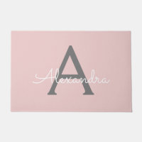 Blush Pink Grau Modernes Script Girly Monogram Nam