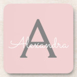 Blush Pink Grau Modernes Script Girly Monogram Nam Getränkeuntersetzer<br><div class="desc">Pinselpinke und graue Monogramm Name Paper Untersetzer. Dies macht den perfekten Abschluss,  Geburtstag,  Hochzeit,  Brautparty,  Jubiläum,  Babydusche oder Junggeselinnen-Abschied Geschenk für jemanden,  die Lieben glamourösen Luxus und schicke Stile.</div>