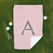 Blush Pink Grau Modernes Script Girly Monogram Nam Golfhandtuch