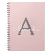 Blush Pink Grau Modernes Script Girly Monogram Nam Notizblock (Vorderseite)