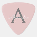 Blush Pink Grau Modernes Script Girly Monogram Nam Plektrum<br><div class="desc">Plektrum für den rosa und grauen Monogramm-Namen. Das macht den perfekten 16 Geburtstag,  Hochzeit,  Brautparty,  Jubiläum,  Babydusche oder Junggeselinnen-Abschied Geschenk für jemanden,  der Lieben glamourösen Luxus und schicke Stile.</div>