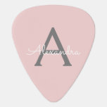 Blush Pink Grau Modernes Script Girly Monogram Nam Plektrum<br><div class="desc">Rosa und graues Plektrum. Das macht den perfekten 16 Geburtstag,  Hochzeit,  Brautparty,  Jubiläum,  Babydusche oder Junggeselinnen-Abschied Geschenk für jemanden,  der Lieben glamourösen Luxus und schicke Stile.</div>