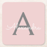 Blush Pink Grau Modernes Script Girly Monogram Nam Rechteckiger Pappuntersetzer<br><div class="desc">Pinselpinke und graue Monogramm Name Paper Untersetzer. Dies macht den perfekten Abschluss,  Geburtstag,  Hochzeit,  Brautparty,  Jubiläum,  Babydusche oder Junggeselinnen-Abschied Geschenk für jemanden,  die Lieben glamourösen Luxus und schicke Stile.</div>