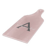 Blush Pink Grau Modernes Script Girly Monogram Nam Schneidebrett (Ecke)
