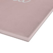Blush Pink Grau Modernes Script Girly Monogram Nam Schneidebrett (Ecke)