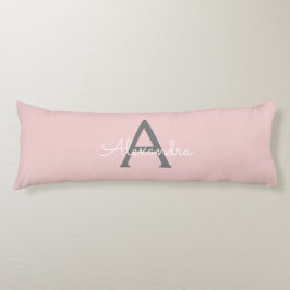 Blush Pink Grau Modernes Script Girly Monogram Nam Seitenschläferkissen