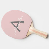 Blush Pink Grau Modernes Script Girly Monogram Nam Tischtennis Schläger (Seitenansicht)