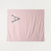 Blush Pink Grau Modernes Script Girly Monogram Nam Wandteppich (Vorderseite (Horizontal))