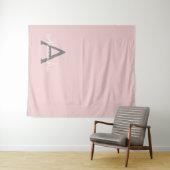 Blush Pink Grau Modernes Script Girly Monogram Nam Wandteppich (Beispiel (Horizontal))