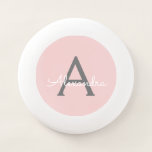 Blush Pink Grau Modernes Script Girly Monogram Nam Wham-O Frisbee<br><div class="desc">Blush Pink und Gray Einfache Script Monogram Name Frisbee. Dies macht den perfekten Abschluss,  Geburtstag,  Hochzeit,  Brautparty,  Jubiläum,  Babydusche oder Junggeselinnen-Abschied Geschenk für jemanden,  die Lieben glamourösen Luxus und schicke Stile.</div>