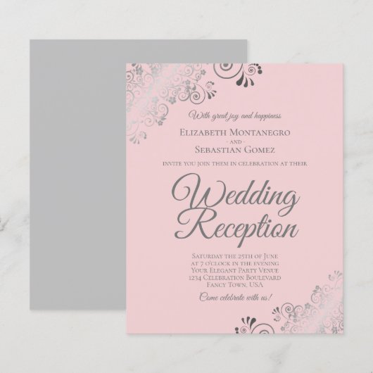 Blush Pink & Graue BUDGET Hochzeitsempfehlung lade (Vorne/Hinten)