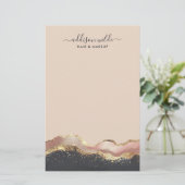 Blush Pink Gray and Gold Elegante Moderne Schrift Briefpapier (Stehend Vorderseite)