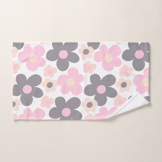 Blush Pink Gray Daisies Retro Dream #1 #retro #art Badhandtuch Set (Handtuch)