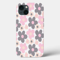 Blush Pink Gray Daisies Retro Dream #1 #retro #art