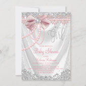 Blush Pink Gray Diamond Pearl Girly Babydusche Einladung (Vorderseite)