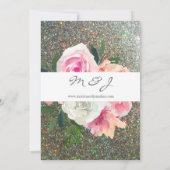 Blush Pink Gray Floral & Silver Glitzer Hochzeit 2 Einladung (Rückseite)