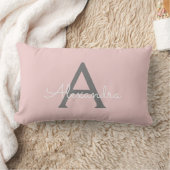 Blush Pink Gray Girly Script Monogram Name Modern Lendenkissen (Decke)