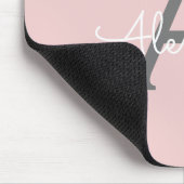 Blush Pink Gray Girly Script Monogram Name Modern Mousepad (Ecke)