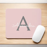 Blush Pink Gray Girly Script Monogram Name Modern Mousepad<br><div class="desc">Blush und Rosa Gray Monogramm Fügen Sie Ihren eigenen Namen Mousepad (Maus Pad). Das macht den perfekten 16 Geburtstag,  Hochzeit,  Brautparty,  Jubiläum,  Babydusche oder Junggeselinnen-Abschied Geschenk für jemanden,  der Lieben glamourösen Luxus und schicke Stile.</div>