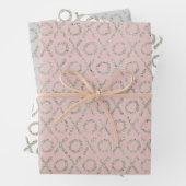 Blush Pink Gray Glitzy Silver XOXO Geschenkpapier Set (Beispiel)