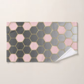 Blush Pink Gray & Gold Hexagon Modernes Glam Badhandtuch Set (Handtuch)
