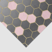 Blush Pink Gray & Gold Hexagon Modernes Glam Seidenpapier (Ausschnitt)