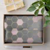 Blush Pink Gray & Gold Hexagon Modernes Glam Seidenpapier (Geschenk)