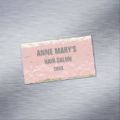 Blush Pink Gray Hair Salon Gold Glitzer Patterns Magnetische Visitenkarte (Beispiel)