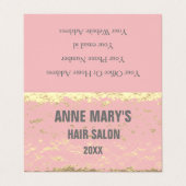 Blush Pink Gray Hair Salon Gold Glitzer Patterns Visitenkarten (Außenseite Aufgefaltet)