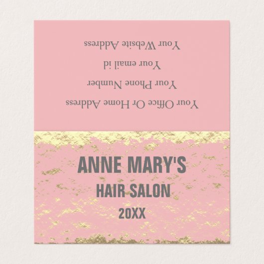 Blush Pink Gray Hair Salon Gold Glitzer Patterns Visitenkarten (Außenseite Aufgefaltet)