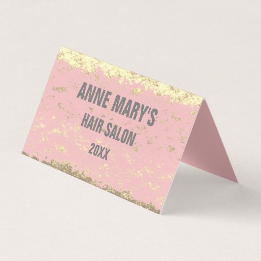 Blush Pink Gray Hair Salon Gold Glitzer Patterns Visitenkarten (Vorderseite)
