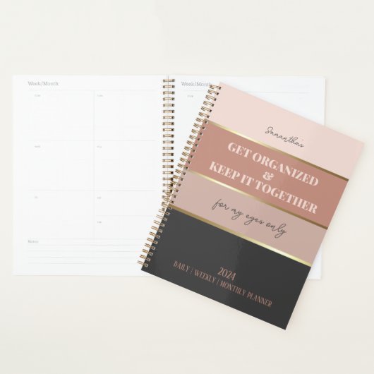 Blush Pink Gray Moderne Elegante Feminine Script Planer (Anzeige)