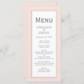 Blush Pink Gray Moderne Minimalistische Hochzeit Menükarte (Vorne/Hinten)