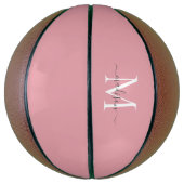 Blush Pink Gray Monogram Feminine Girl Script Basketball (Vertikal)