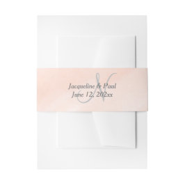 Blush Pink Gray Monogram Wedelband Einladungsbanderole