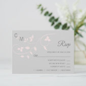 Blush Pink & Gray UAWG Spring Summer Wedding RSVP Karte (Stehend Vorderseite)