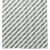 Blush Pink Green Glitter Stripes Christmas Duschvorhang (Vorderseite)
