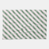 Blush Pink Green Glitter Stripes Christmas Geschirrtuch (Horizontal)
