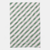 Blush Pink Green Glitter Stripes Christmas Geschirrtuch (Vertikal)