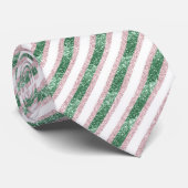 Blush Pink Green Glitter Stripes Christmas   Krawatte (Gerollt)