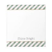 Blush Pink Green Glitter Stripes Christmas   Notizblock (Vorderseite)