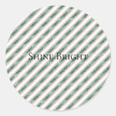 Blush Pink Green Glitter Stripes Christmas   Runder Aufkleber (Vorderseite)