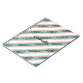 Blush Pink Green Glitter Stripes Notizblock (Linke Seite)
