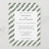 Blush Pink Green Glitzy Glam Chic Stripes Hochzeit Einladung (Vorne/Hinten)