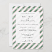 Blush Pink Green Glitzy Glam Chic Stripes Hochzeit Einladung (Vorderseite)