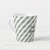 Blush Pink Green Glitzy Glitter Stripes Christmas Milchtasse (Linke Ecke)