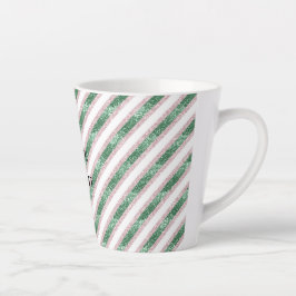 Blush Pink Green Glitzy Glitter Stripes Christmas Milchtasse