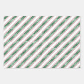 Blush Pink Green Glitzy Stripes Christmas Geschenkpapier Set (Vorderseite 3)